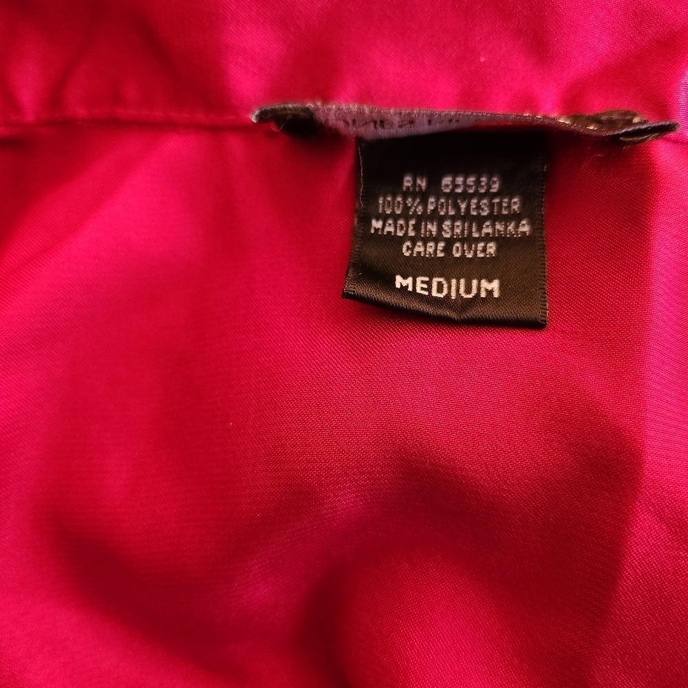Burgundy Red Satin Long Sleeve Two Piece Pajama Pant Set w/White Trim Size M - Picture 3 of 13